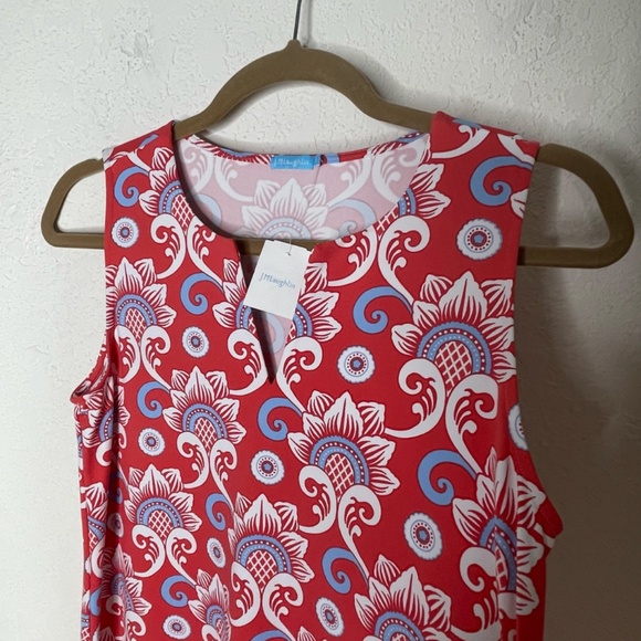 J. McLaughlin NWT Ellison Sleeveless Split V Neck A-Line Shift Dress Sz S Coral - Picture 6 of 11